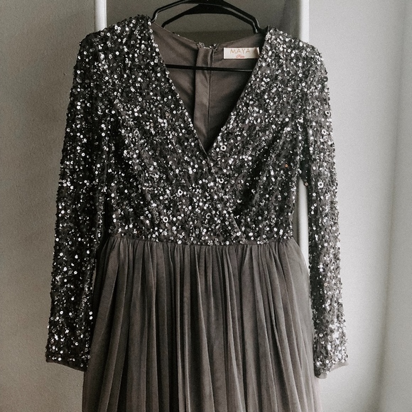 ASOS Maya Petite Charcoal Maxi Dress - Picture 1 of 5